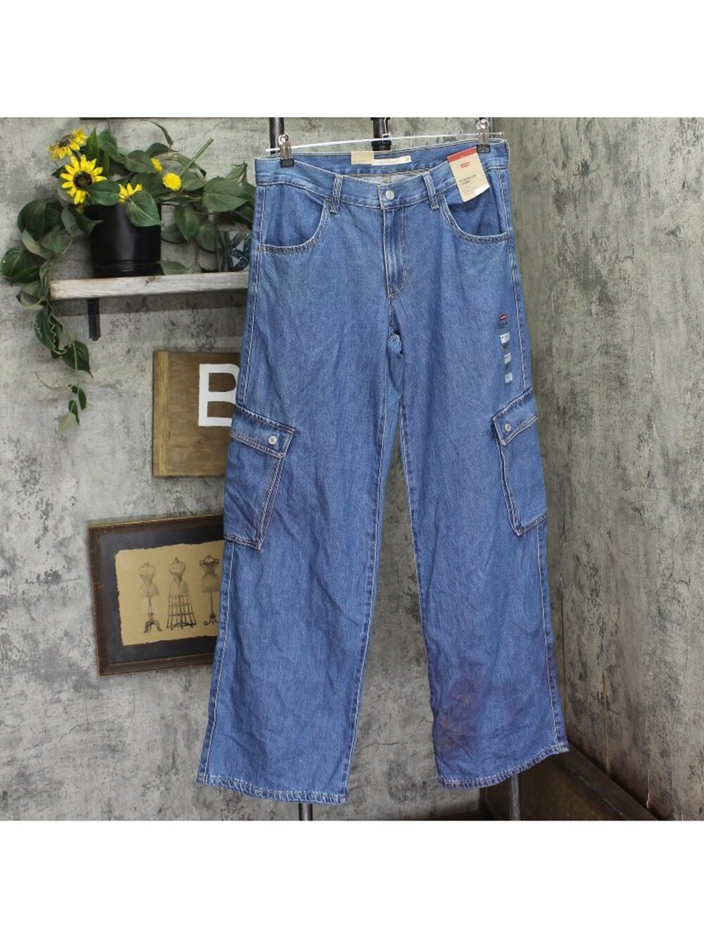 Levi's Womens Superlow Loose Snap Zip Fly Jeans 94417325 All Over Blue 29X32